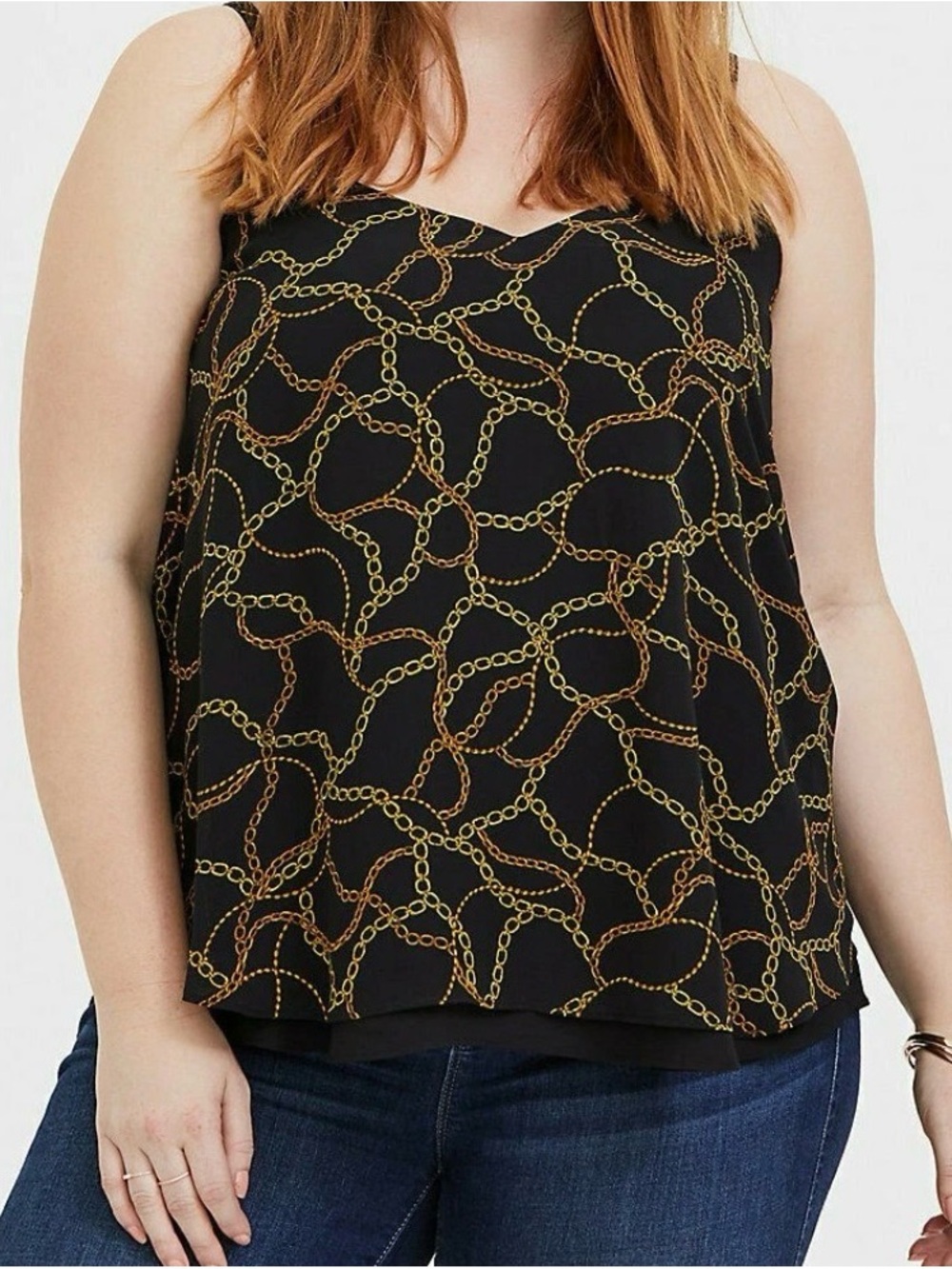 EUC Torrid Sophie Black Chain Print Double Layer Swing Cami Size 5 26/28 5X